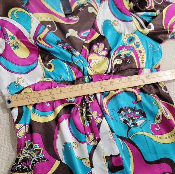 Bisou Bisou Colorful Women's Dress with Puff Sleeves Size 10 - Picture 10 of 16